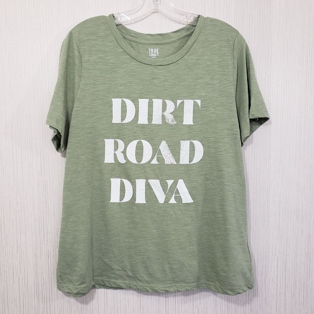 True craft curvy Dirt Road Diva heather green short sleeve graphic t-shirt sz 0X